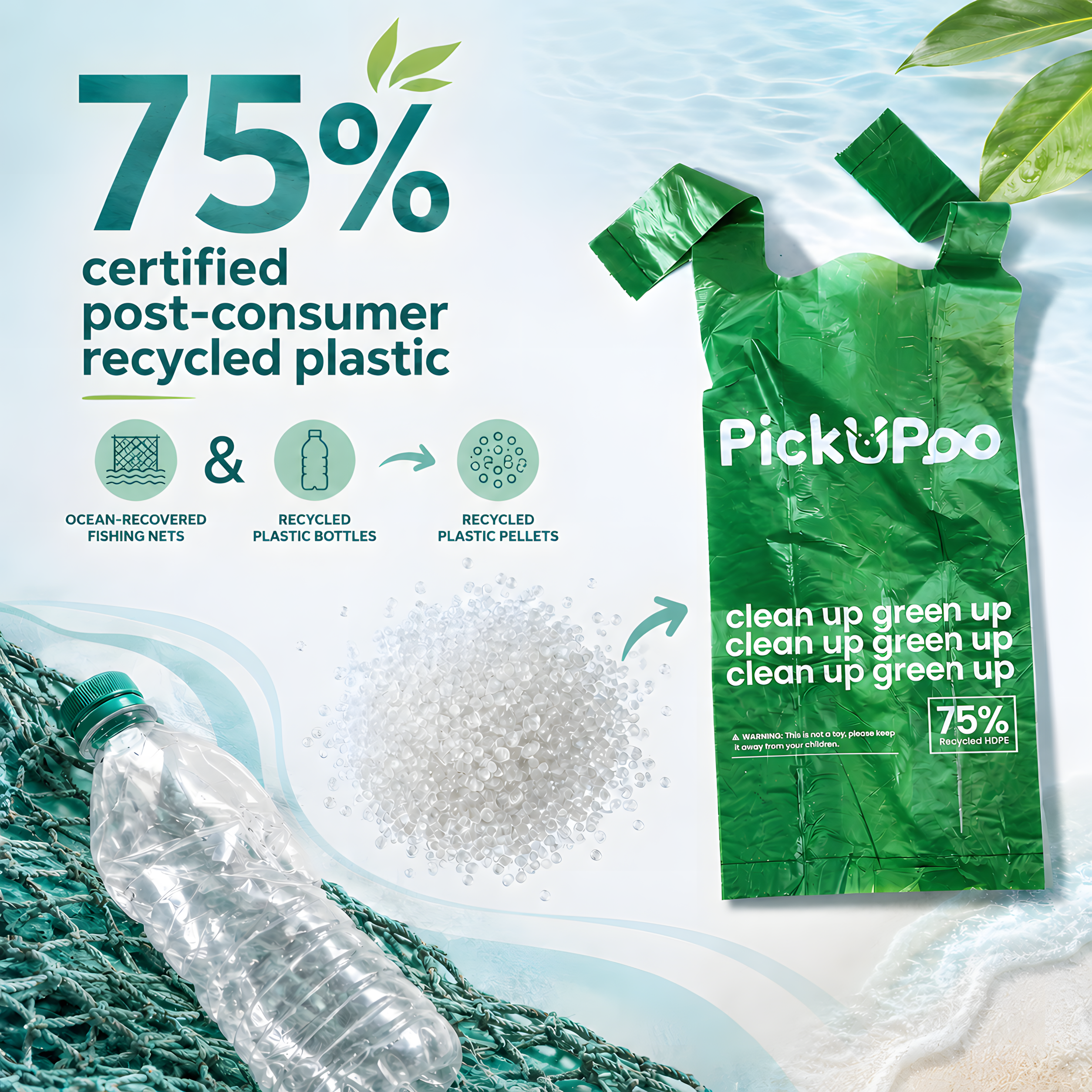 PickUPoo recycled plastic dog poop bag materials